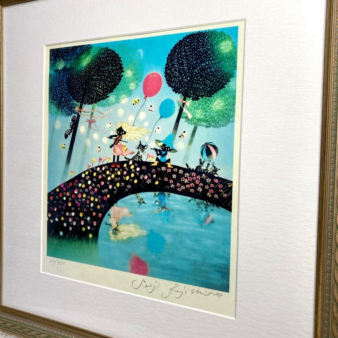 【美品✨】藤城清治「春のデュエット」レフグラフ 直筆サイン入 版画 68/950