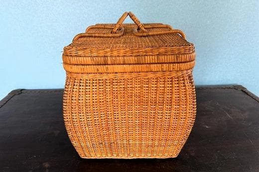 品番 z-0697 籐カゴ アンティーク レトロ ピクニックバック 小物入れ収納