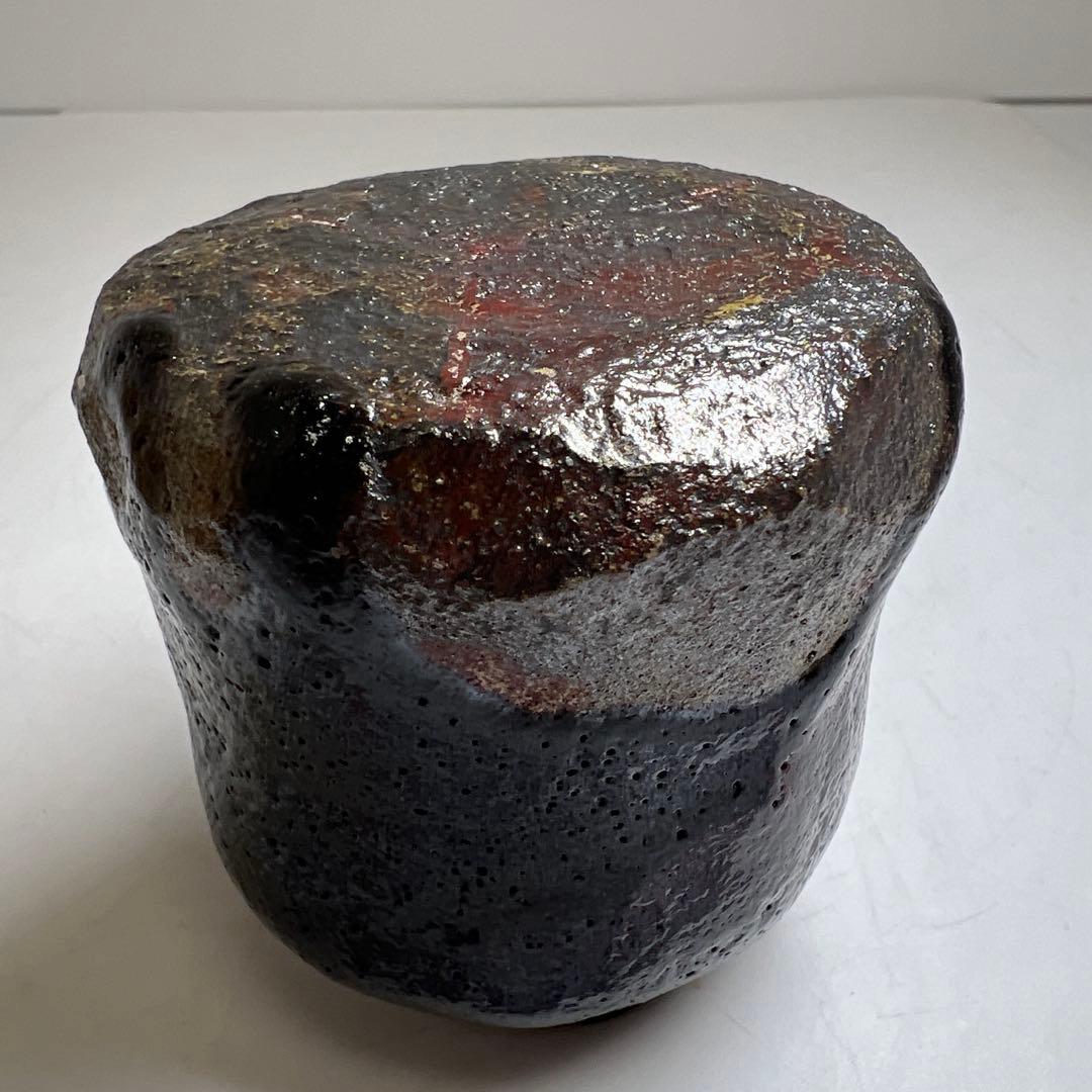 黒楽 上手茶入 替仕覆付（高木間通） 木箱付 高約7.5㎝東Y7-1229☆2F