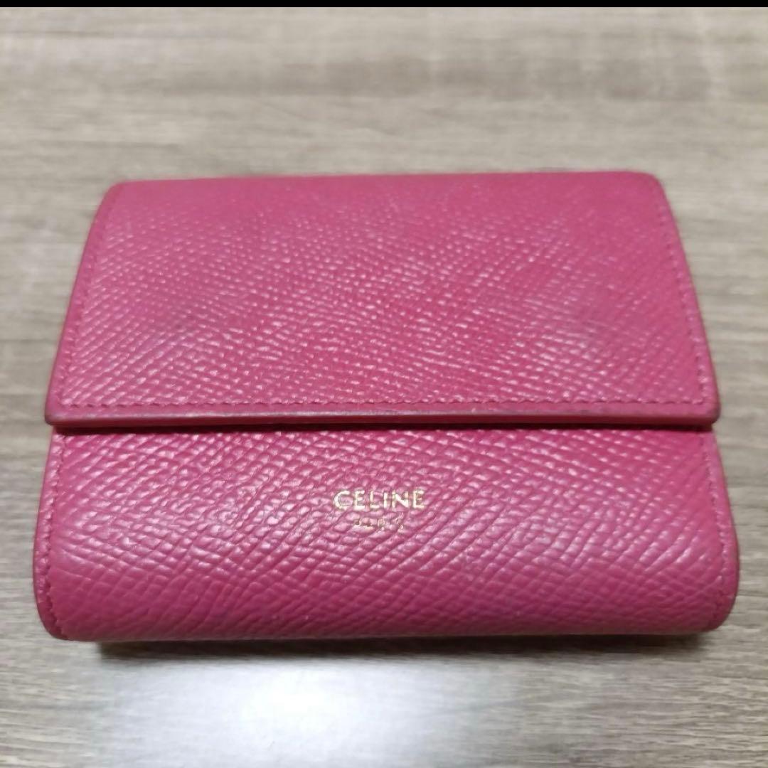 オンライン ストアファッション - CELINE ピンク 三つ折り財布 証明書付き