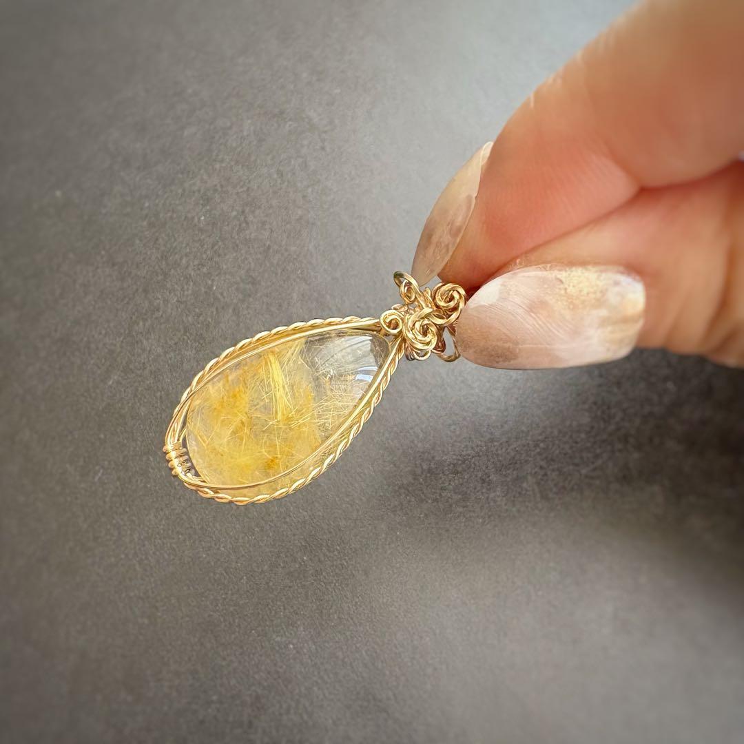 ルチルクォーツ 14kgf ペンダントトップ ワイヤーラッピング 専用