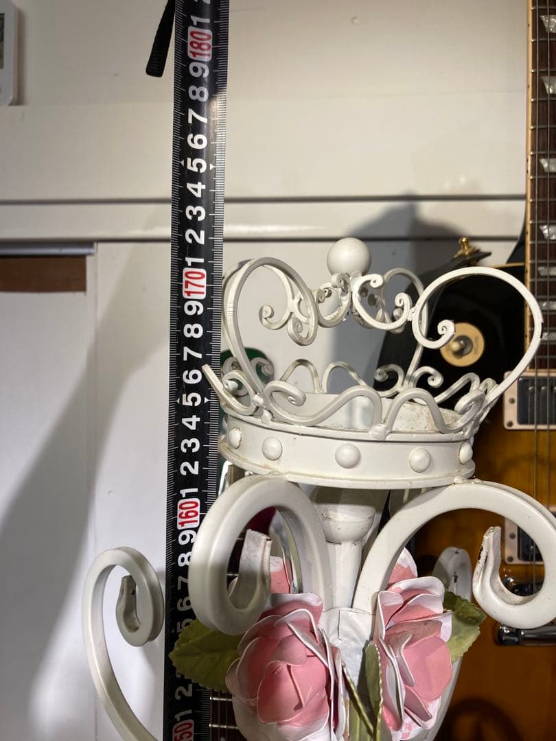 ポールスタンド ホワイト ピンク ローズ プリンセス ロココ調 アイアン