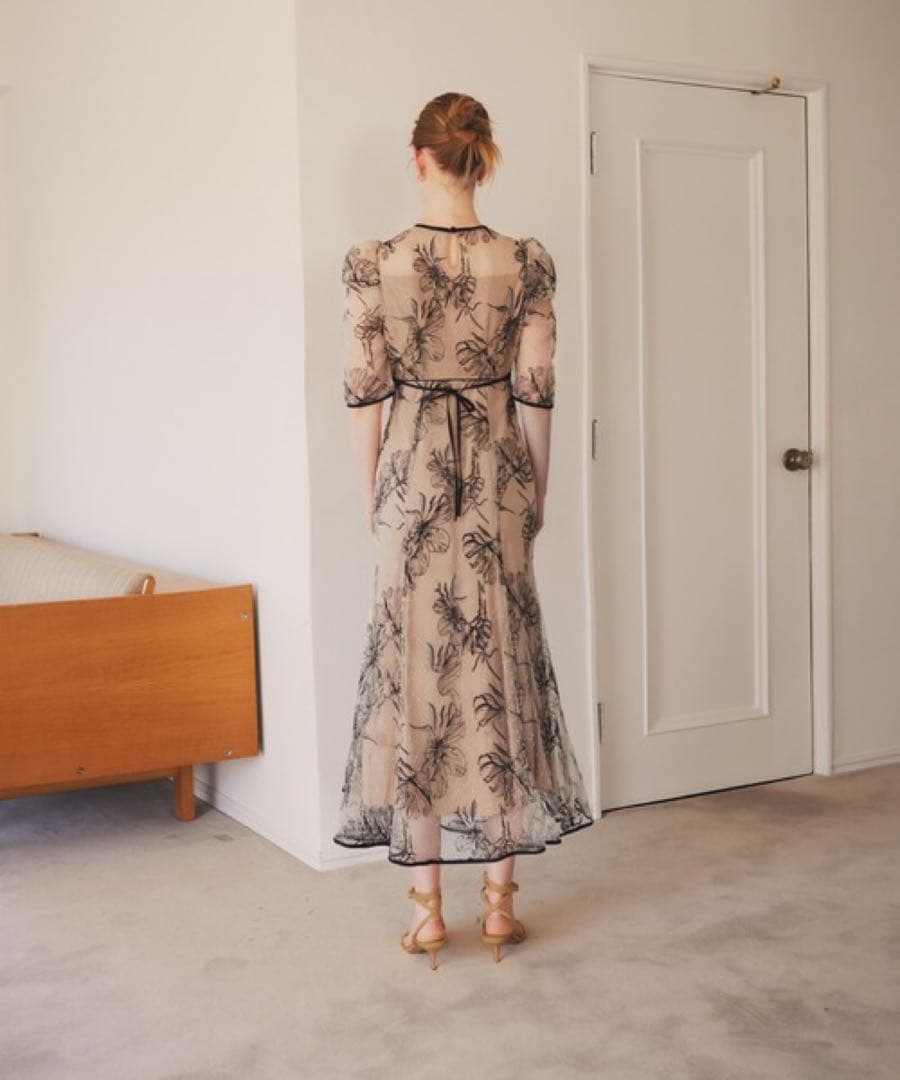 LEJA 花柄パフスリーブマーメイドドレス S