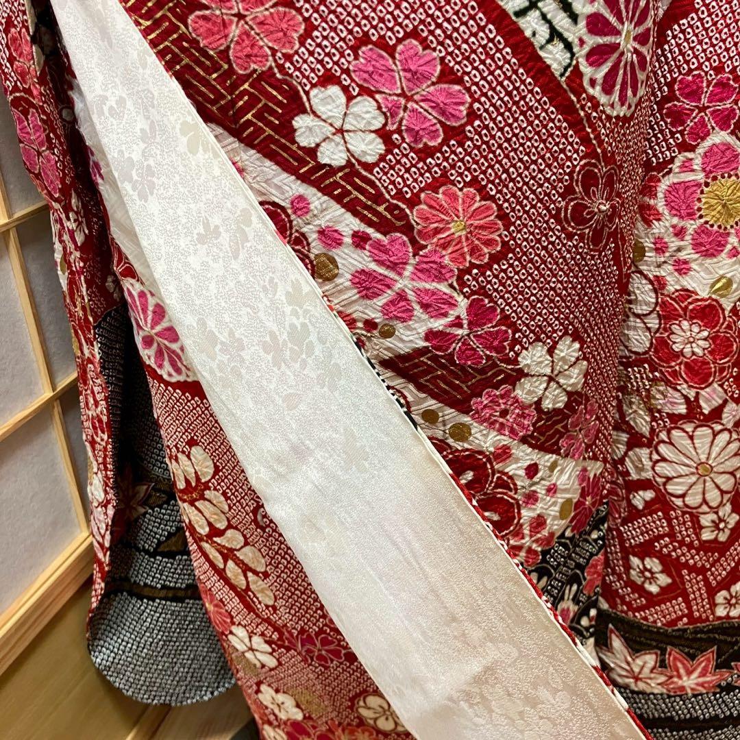 らら様［4886］振袖 4点セット 相良刺繍 絞り 成人式 卒業式 正絹 着物