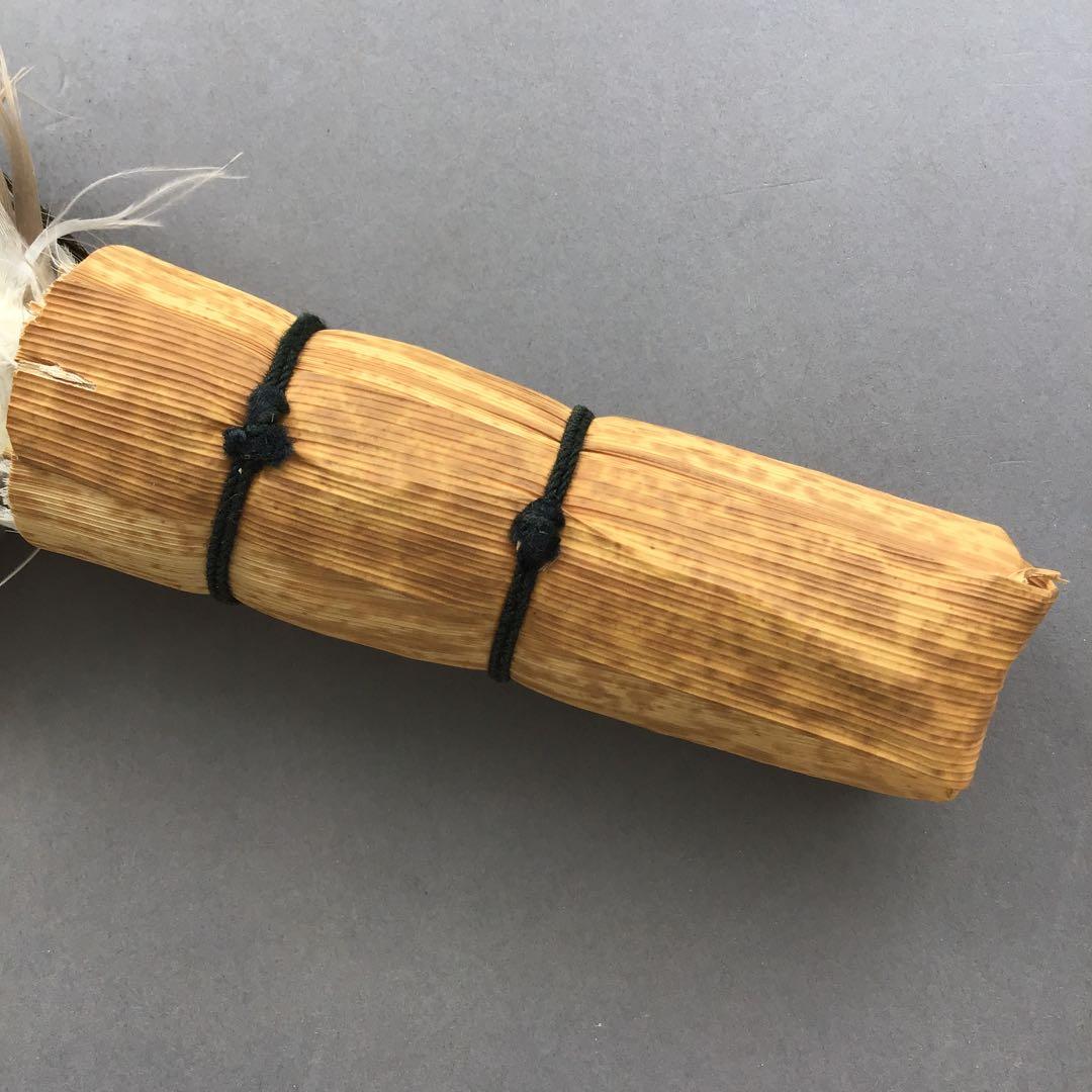 茶道具 羽箒(孔雀羽入り) 紙箱(修復歴あり、紙箱劣化有) S21HB