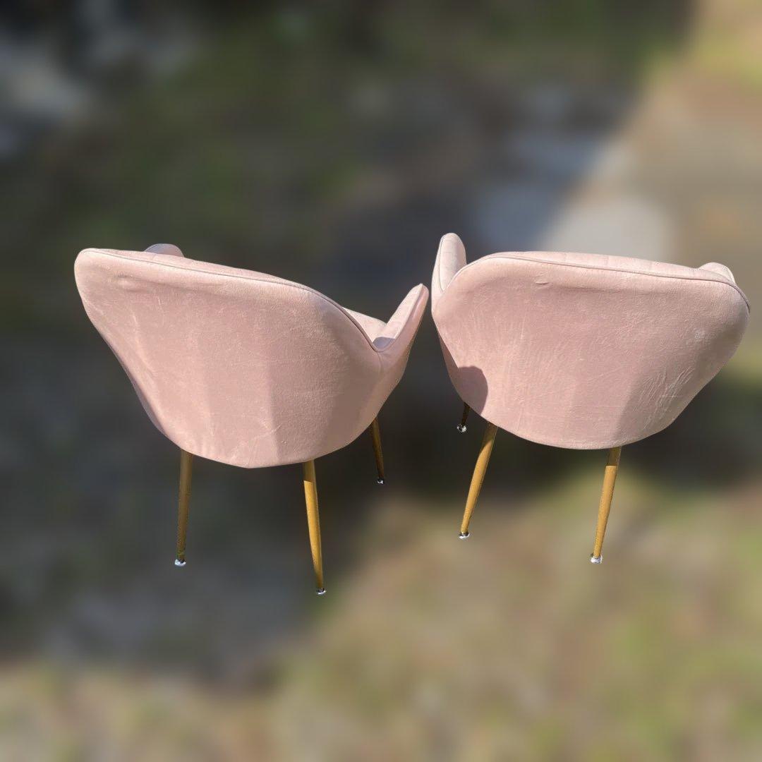 ベルベット ピンク 椅子 2脚セット モダンチェア