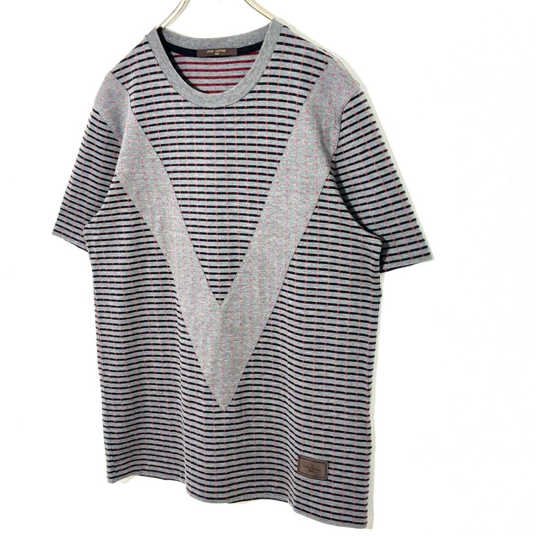 かっぱちゃん LV ルイヴィトン ガストンVボーダーTシャツ \"グレー\"