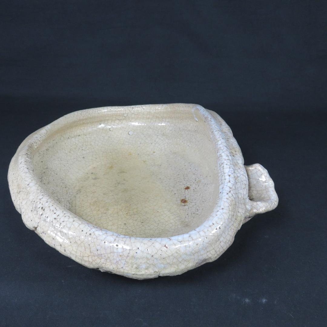 大片口 酒器 志野 水盤 花器 花入 盆 皿 窯傷 手びねり 酒