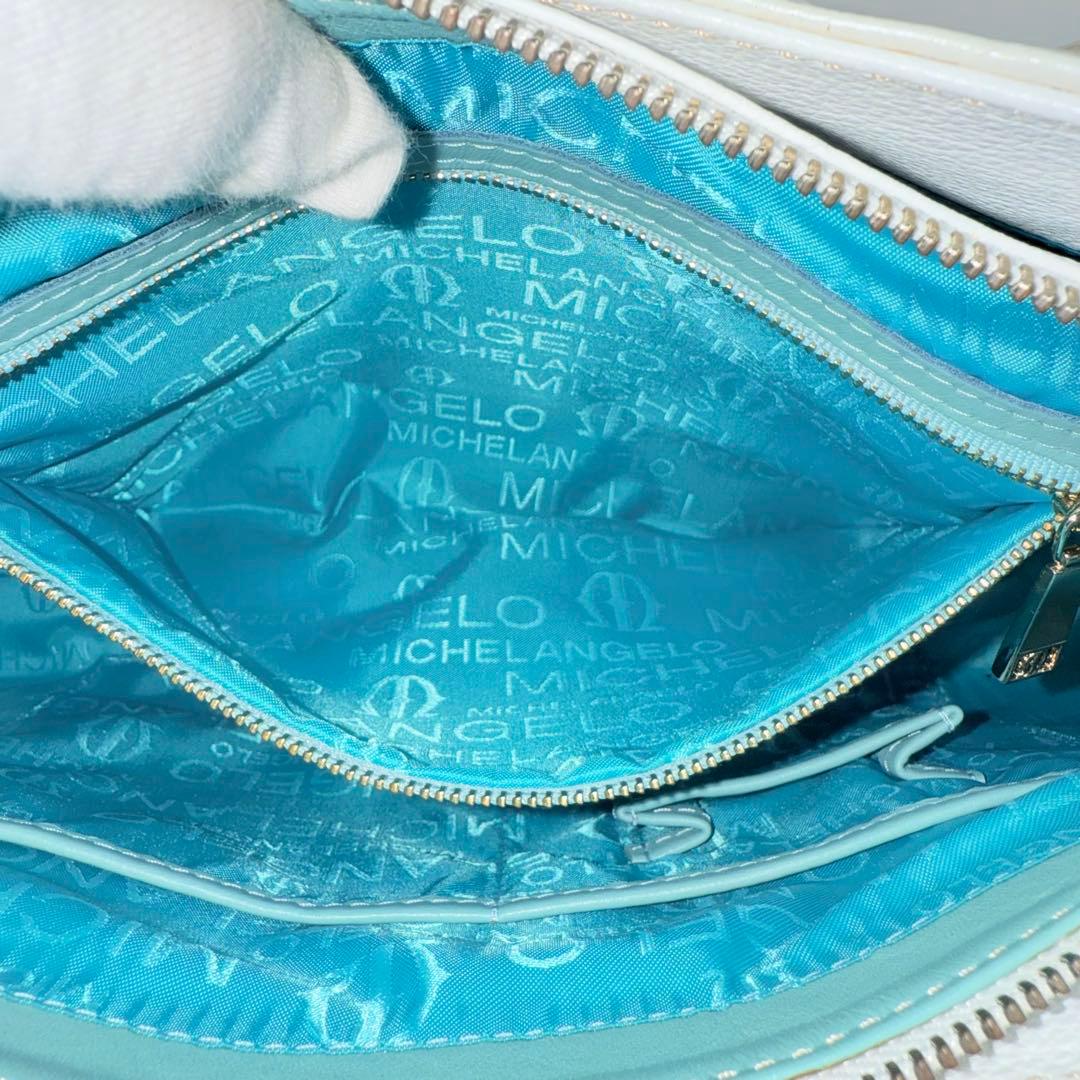 ✨良品✨ ミケランジェロ ビジュー 装飾 型押しレザー トート ハンドバッグ