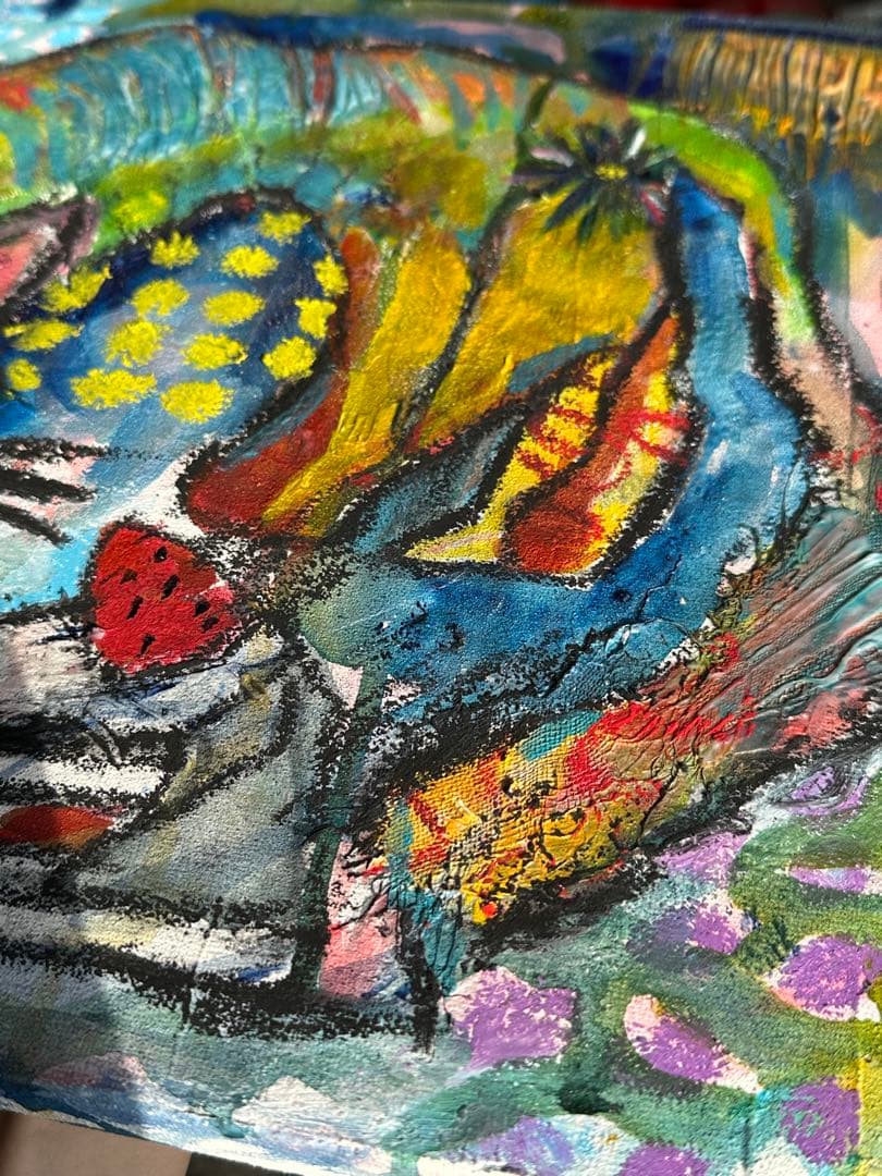 抽象的な猫のパステル画