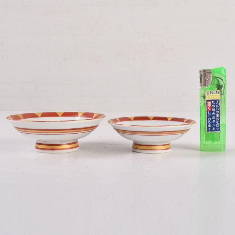 丹山窯 小峠葛芳作 赤絵金彩 組盃 酒杯 共布共箱 2