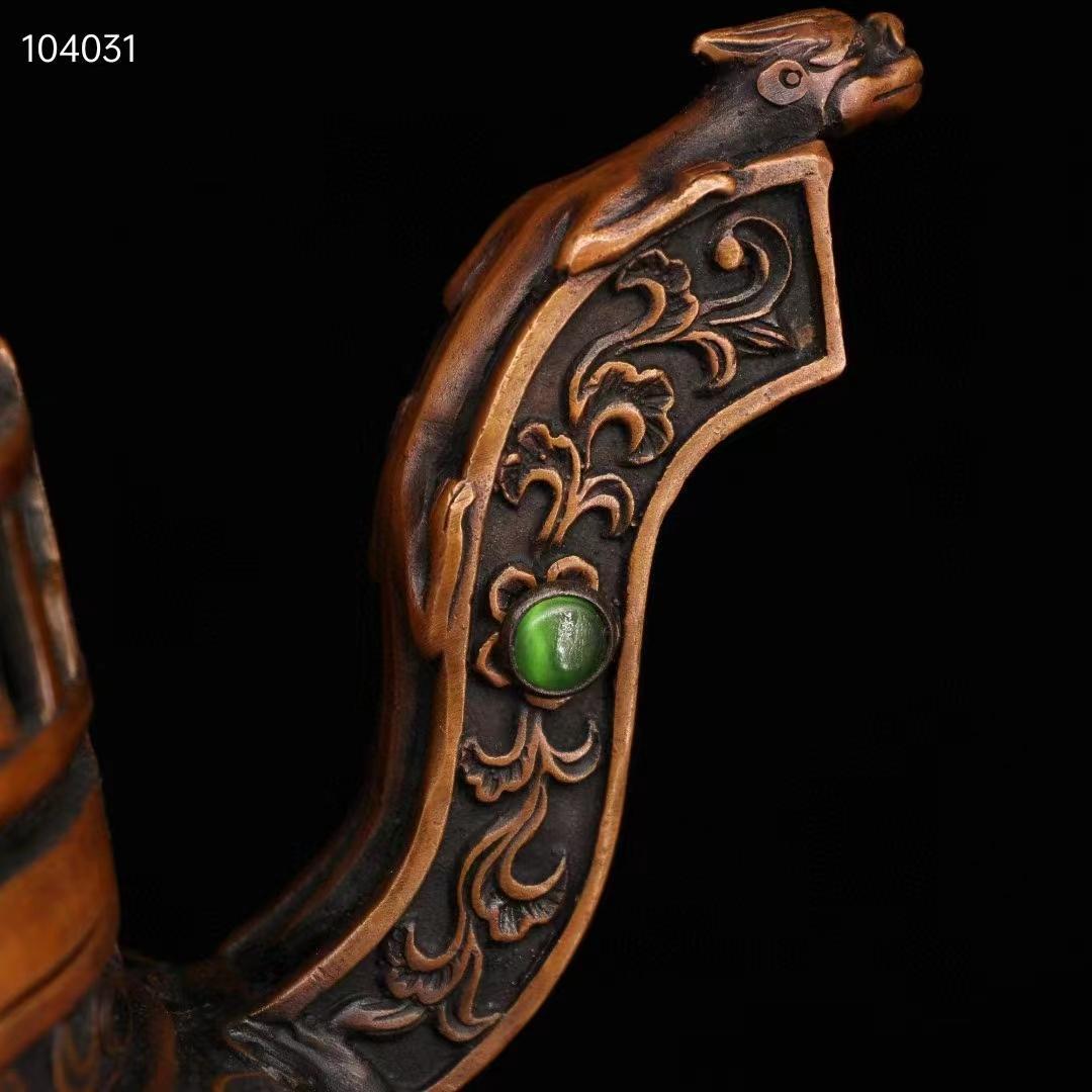 中国古美術·純銅製·純手作り·宝石をはめ込み塔形香炉·風水鎮宅·