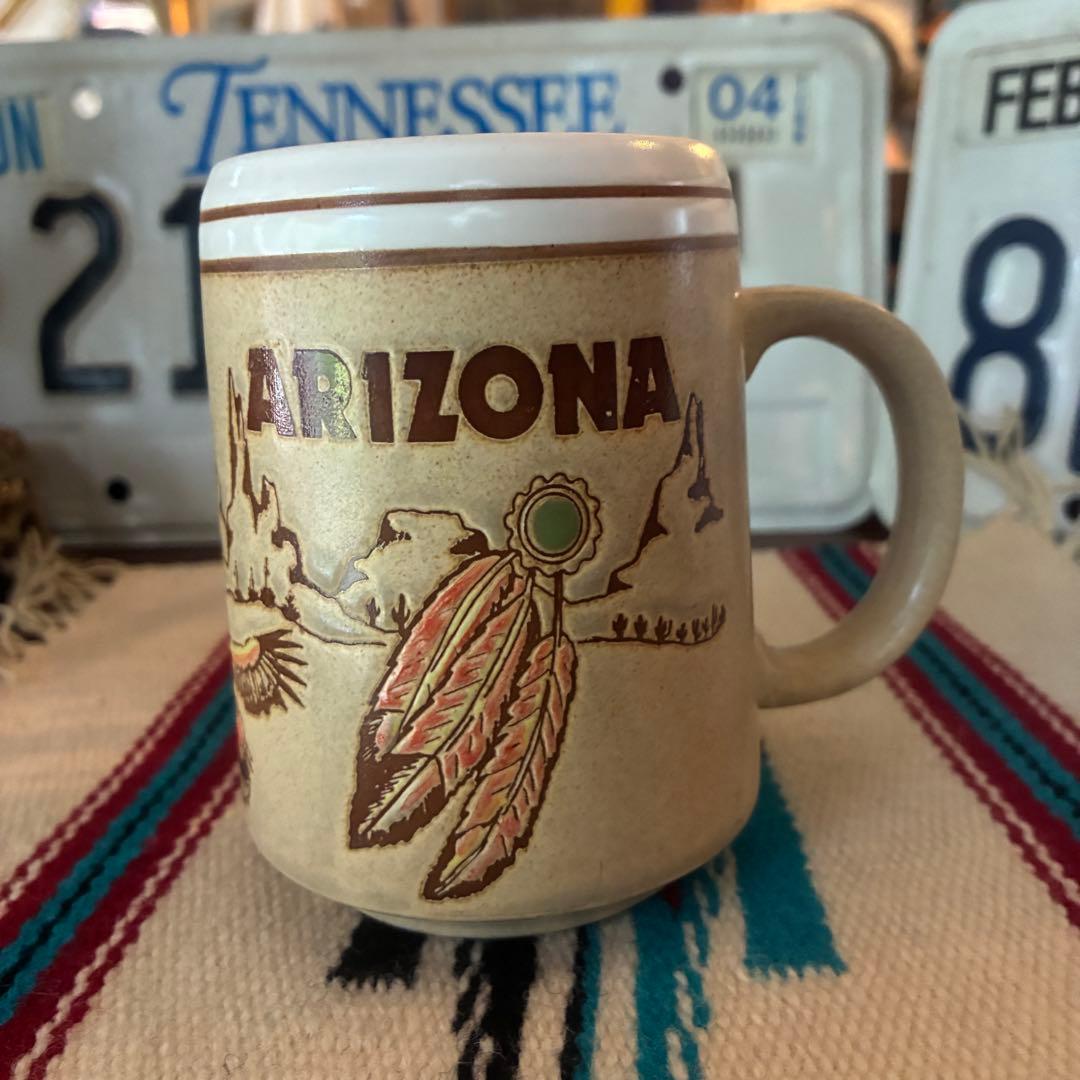 レア！70s〜アリゾナ州ネイティブアメリカン陶器マグカップサボテン