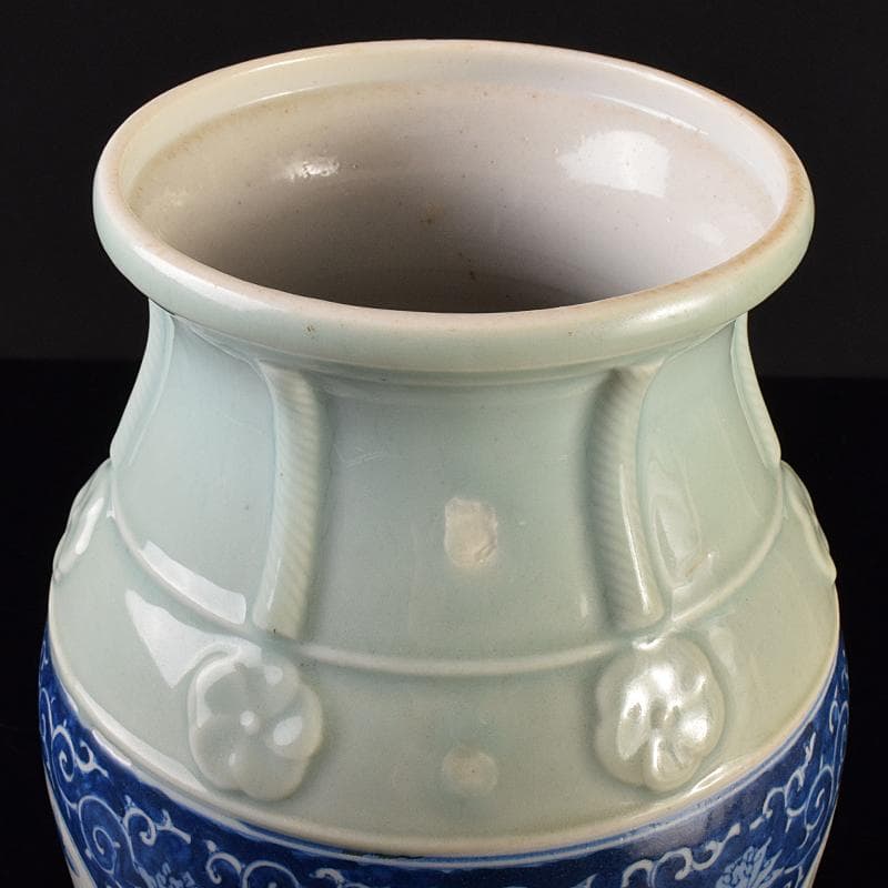 瀬戸焼 古瀬戸 青磁染付 四君子文 花瓶 高さ約30㎝ D