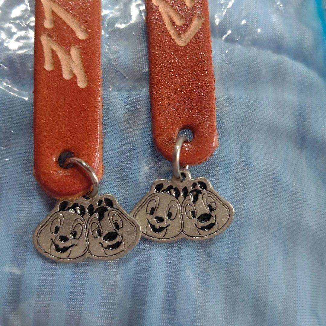 値下★TDL ディズニー 名前彫り カボチャ チップとデール レザーストラップ