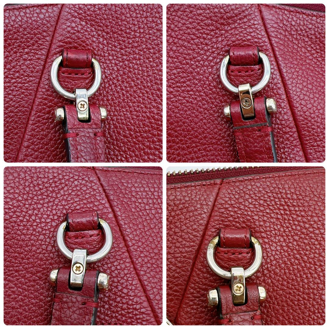 極美品 COACH 2wayバッグ レザー 斜め掛け レッド系 f214