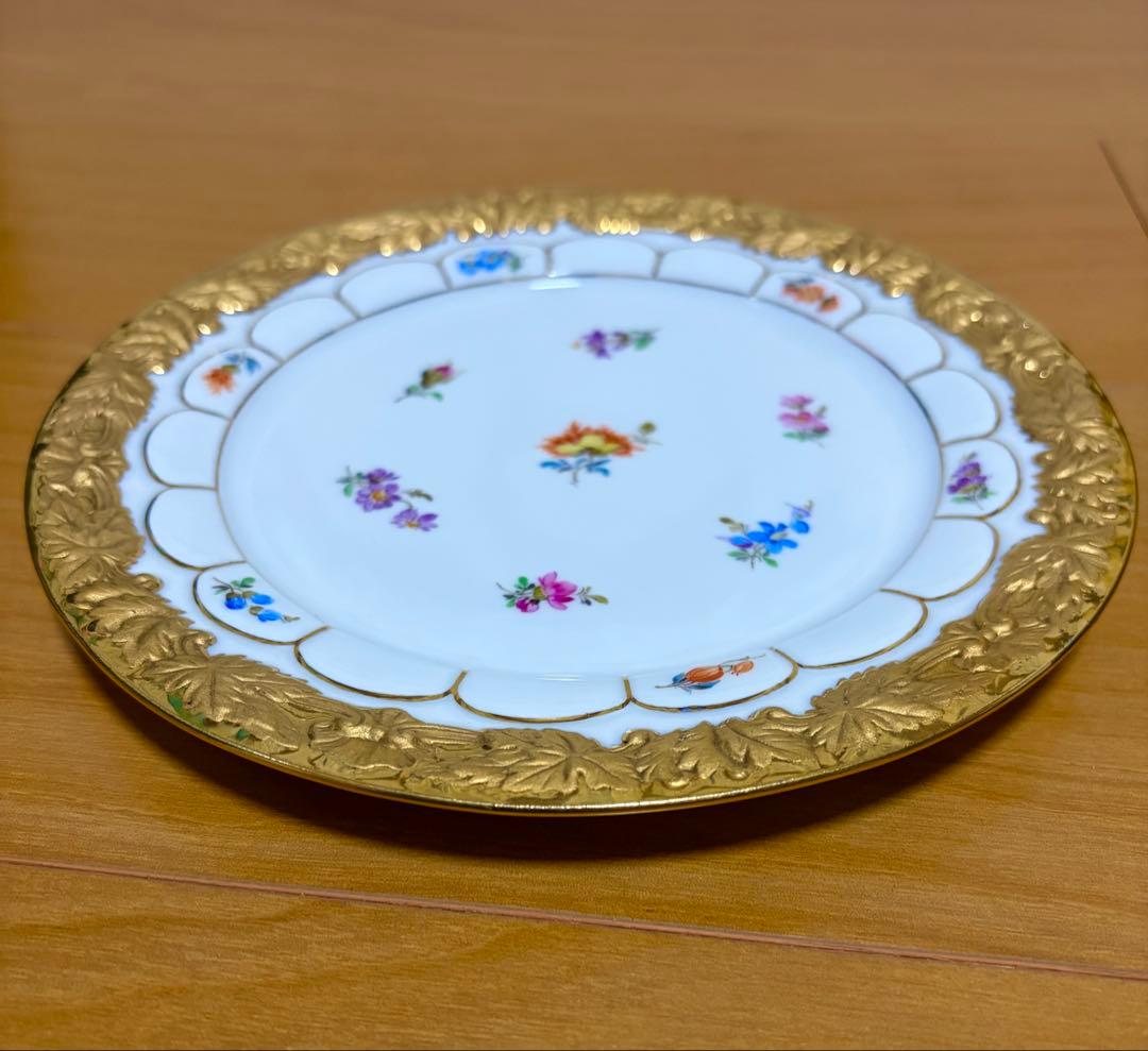 MEISSENマイセン グランツゴールド Xフォーム 小花 金彩 プレート