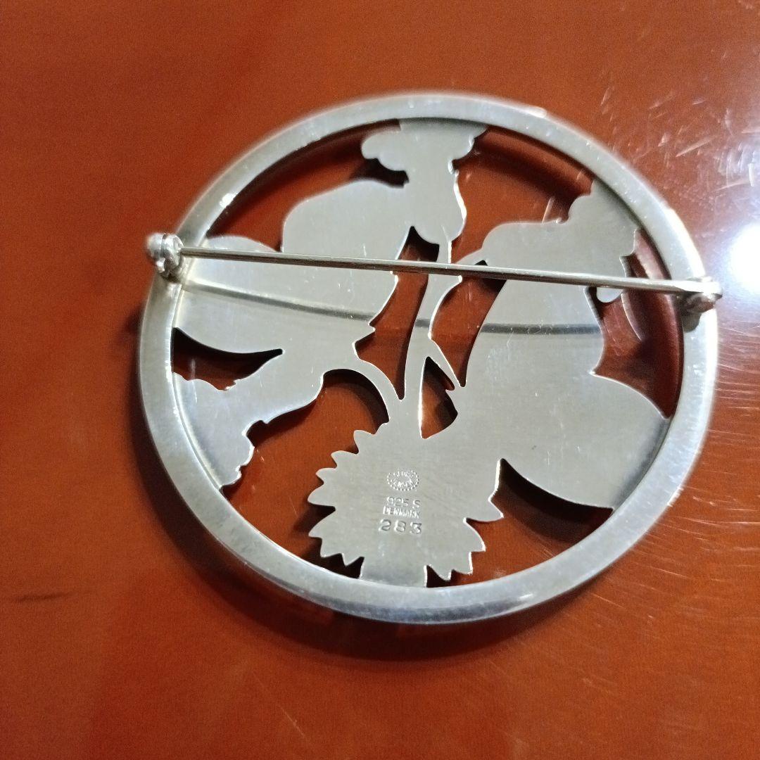 美品 大振り ジョージジェンセン 283 ブローチ 蝶と花 アーノマリノウ