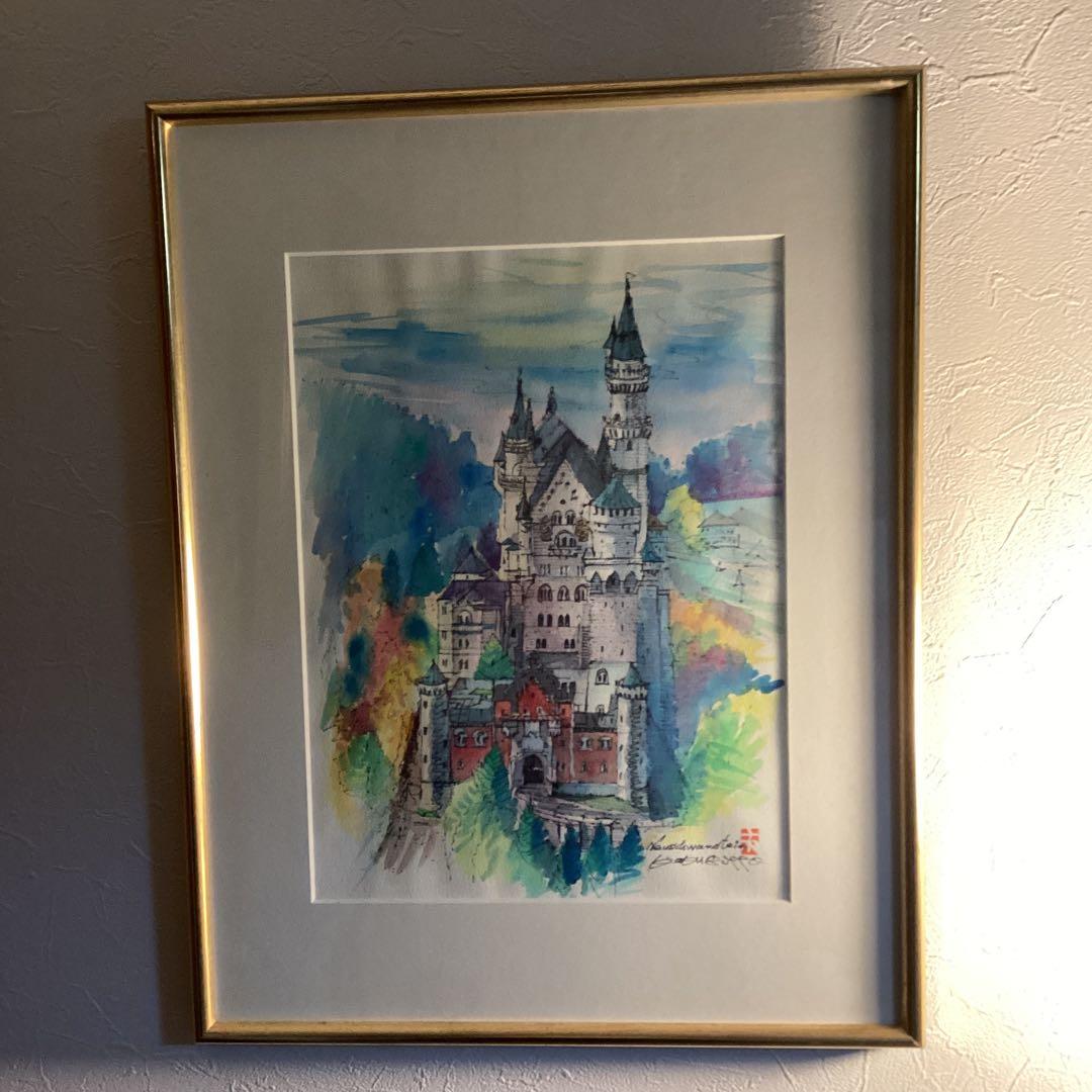 ドイツ　　ノイシュヴァンシュタイン城の水彩画