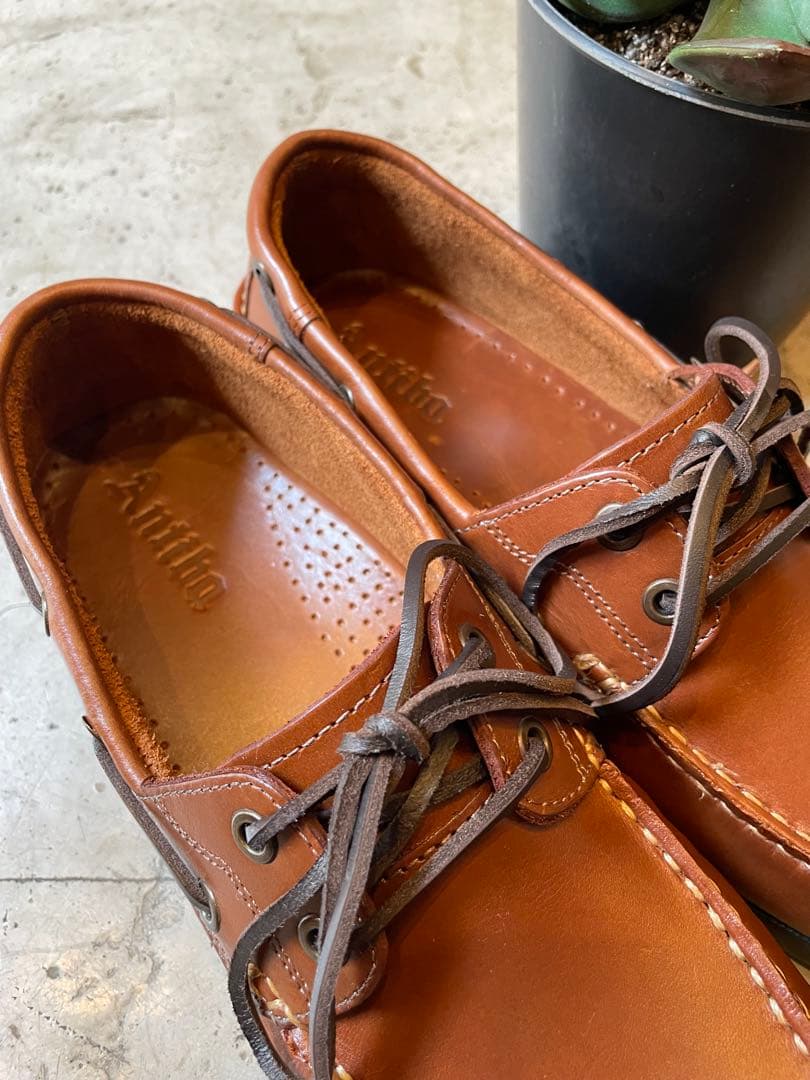 ANTIBA デッキシューズ ボートシューズ 新品 オイルレザー 茶 26.5