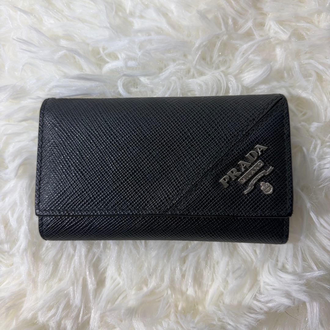 ✨極美品✨】PRADA 6連キーケース シルバーロゴ RFID 付属品完備