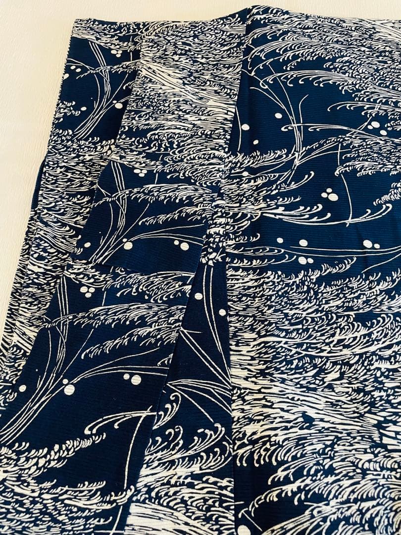 無形文化財　長板藍染　綿絽　初山一之助 証紙付き