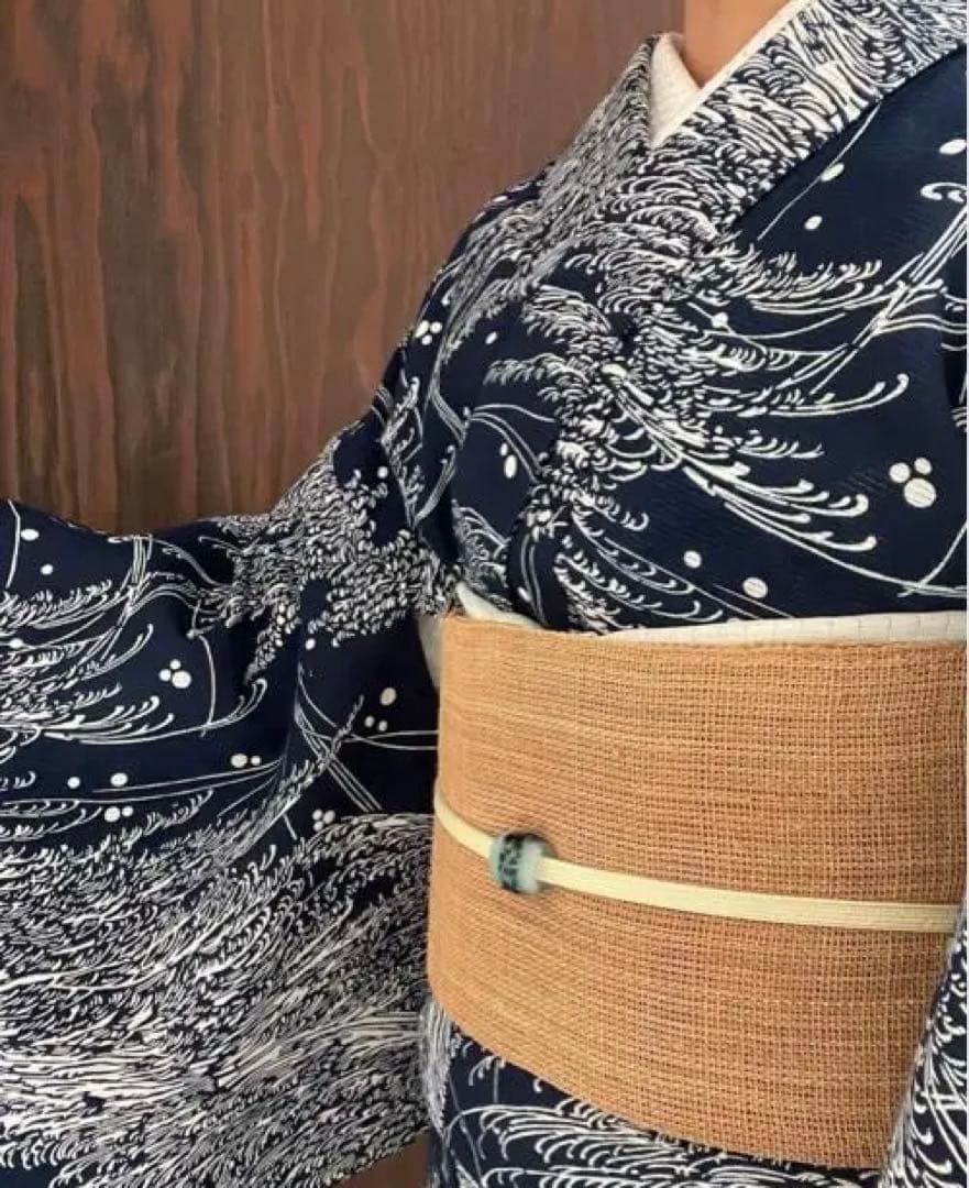 無形文化財　長板藍染　綿絽　初山一之助 証紙付き