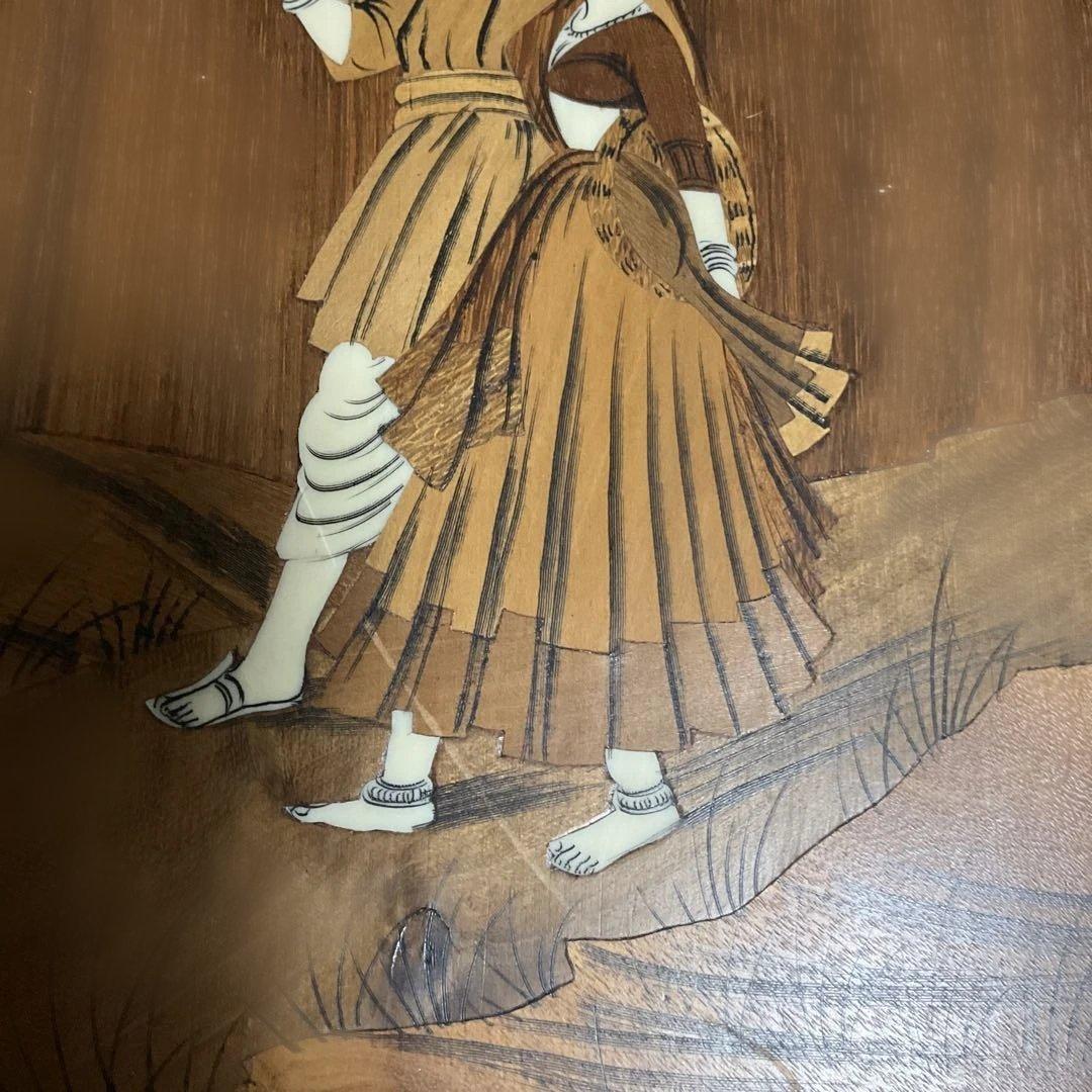 紫檀木の絵画 ウッドアート、インド土産