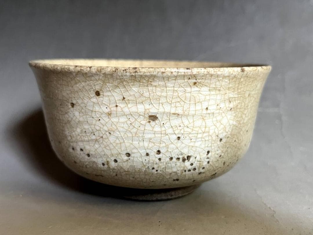 茶碗□古刷毛目 時代物碗 ぐい呑み 白釉 古いお茶道具 古美術
