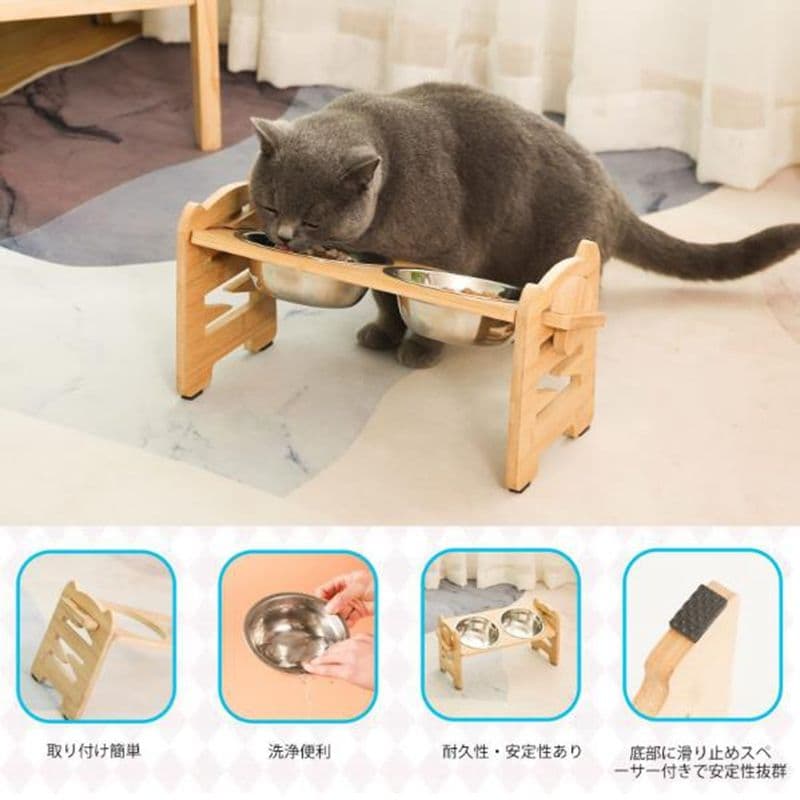 ペット 食器 犬用 猫用 餌台 食器台 フードボウル 6段階 高さ調整可能