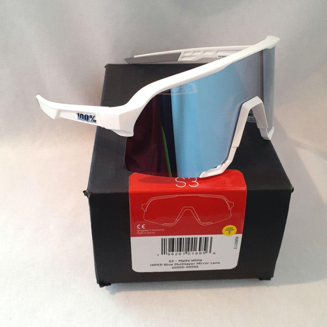 100% S3 ホワイト ブルー ワンハンドレッド サングラス - メルカリ