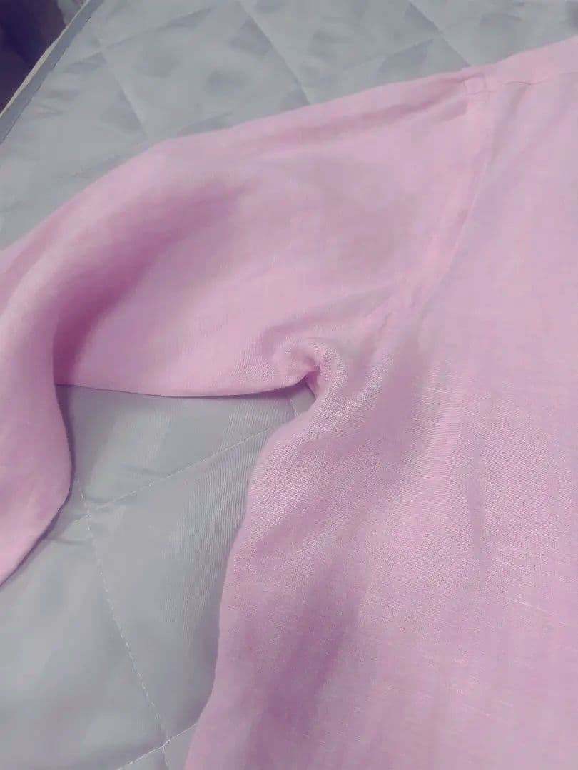 ラルフローレンピンク リネン 長袖シャツ ポロ刺繍