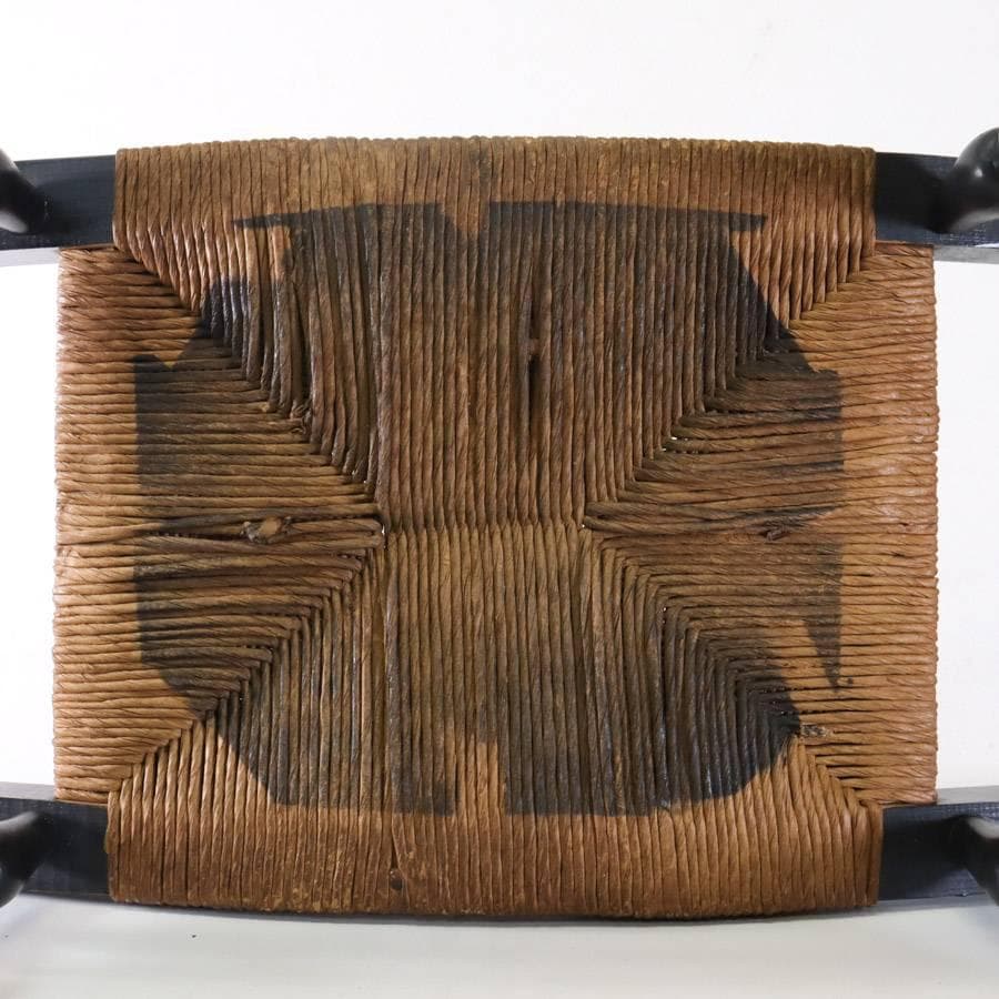 希少 ヴィンテージ ヒッチコックチェア スツール ラッシュシート 黒×ゴールド