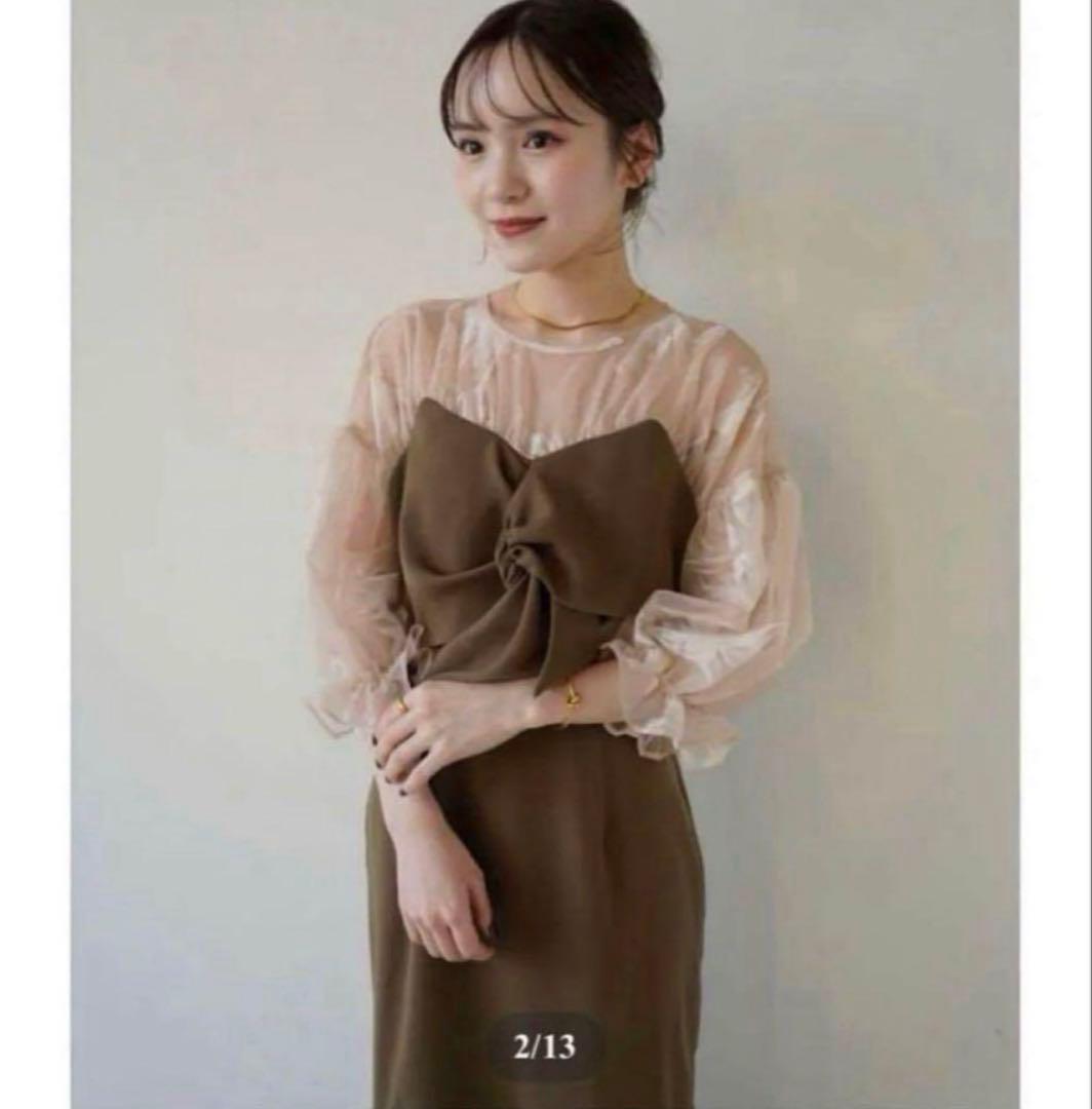 Acka sheer puff dress ブラウン size2