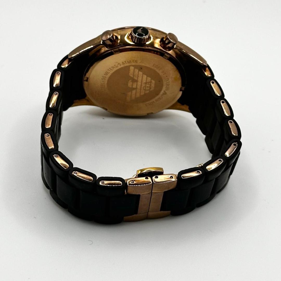 稼動品 新品電池 エンポリオアルマーニ　クロノグラフ メンズ 腕時計 黒 デイト