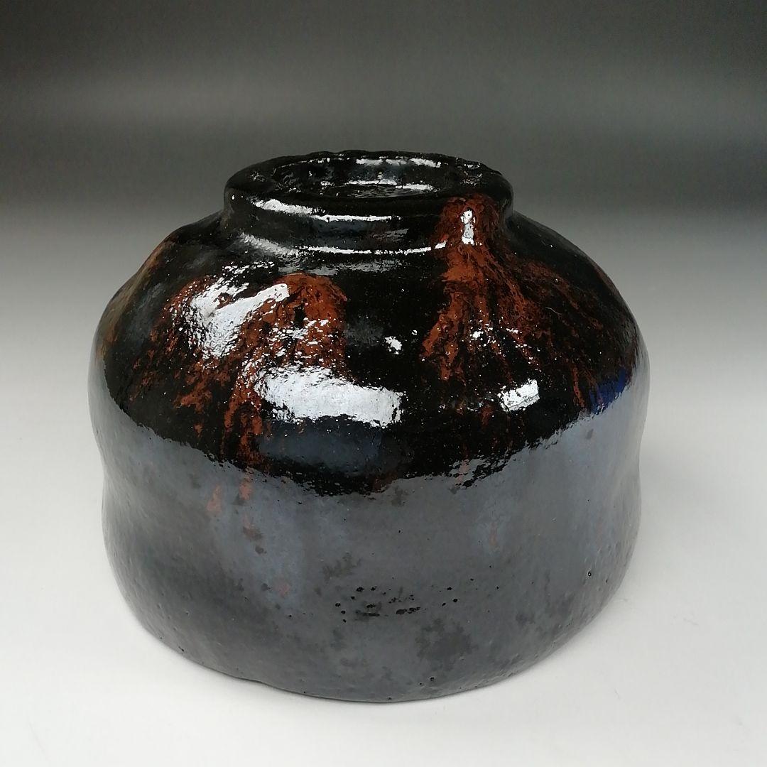 T128 茶碗 『のんこう写 稲妻』『黒茶碗』『佐々木昭楽造』 共箱