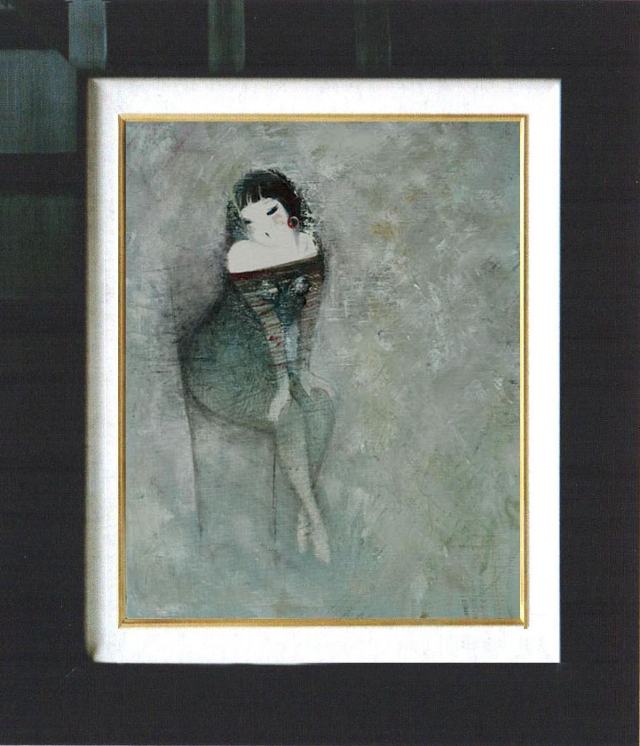 油絵 菅家令子 絵 絵画 インテリア 額付(白) F6-081012 人物 女性