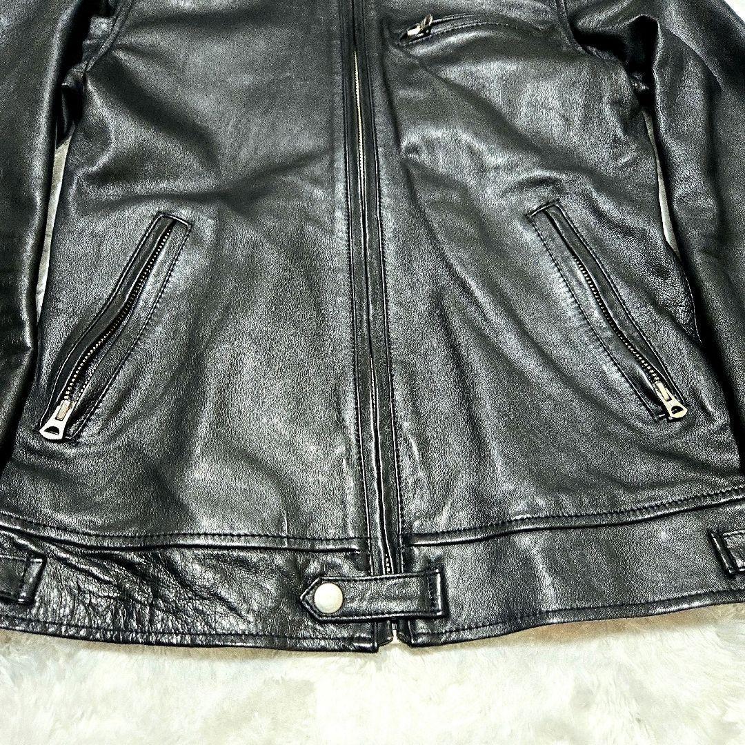 限定価格☆R.NEWBOLD 羊革 レザージャケット ラムレザー チェック 黒