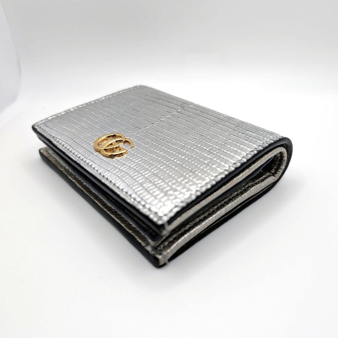 ✨️希少な新品!✨️グッチ GGマーモント リザード シルバー 456126