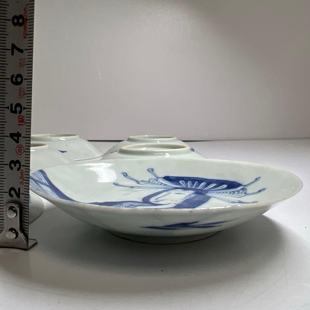 中国清朝時代 青花美人画小皿17枚 木箱 直径約11.5㎝東