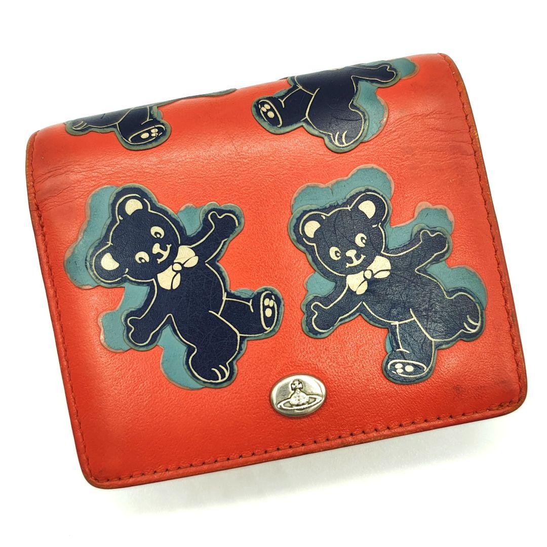 ヴィヴィアンウエストウッド 二つ折り財布 レッド ハッピーベア くま