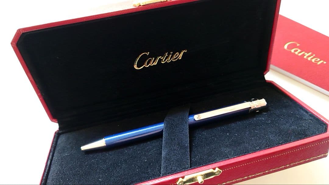 Cartier ボールペン 青色 専用ケース付き SANTOSCartierサントス ドゥ