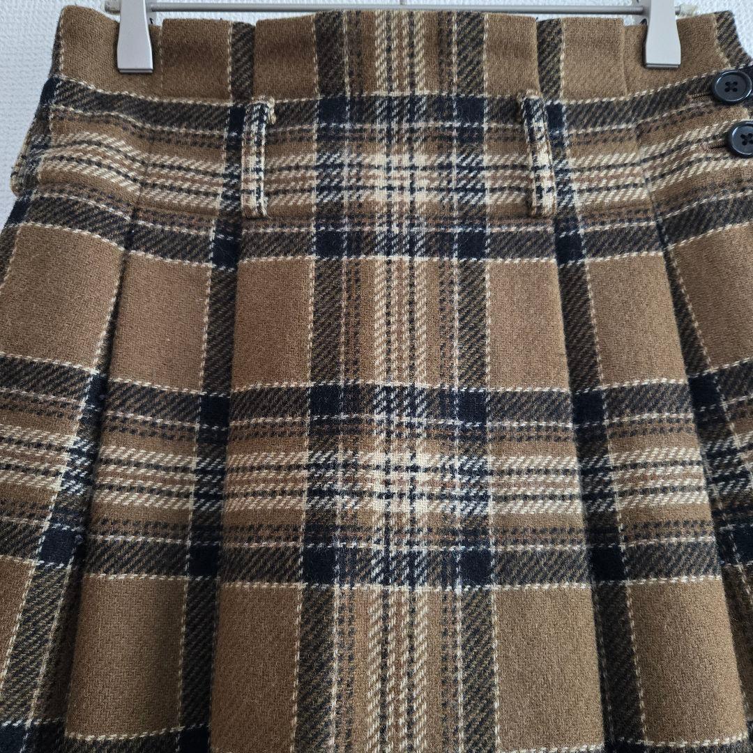 【マーガレットハウエル】キャメルタータンスカート ウールチェックスカート