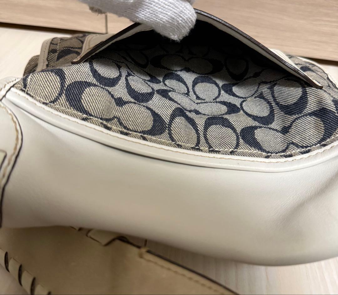 COACH コーチ ショルダーバッグ ソーホー レザー シグネチャー 白 デニム