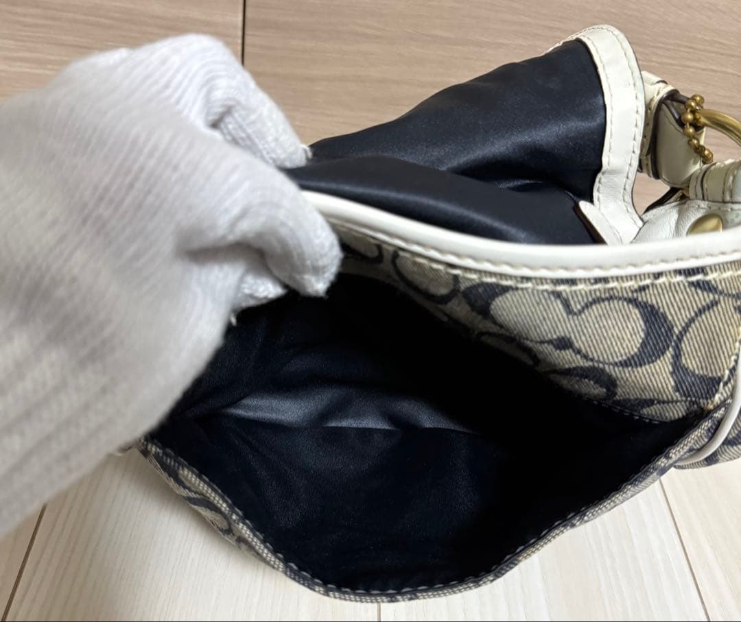 COACH コーチ ショルダーバッグ ソーホー レザー シグネチャー 白 デニム