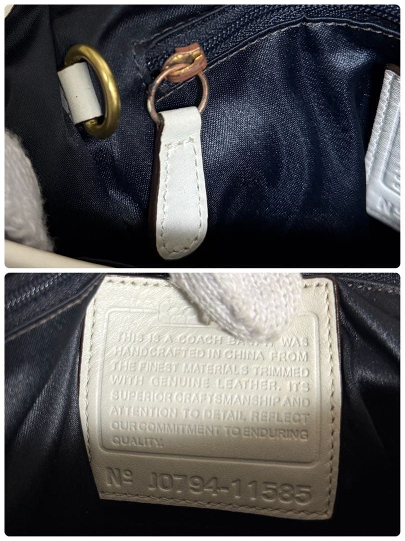 COACH コーチ ショルダーバッグ ソーホー レザー シグネチャー 白 デニム