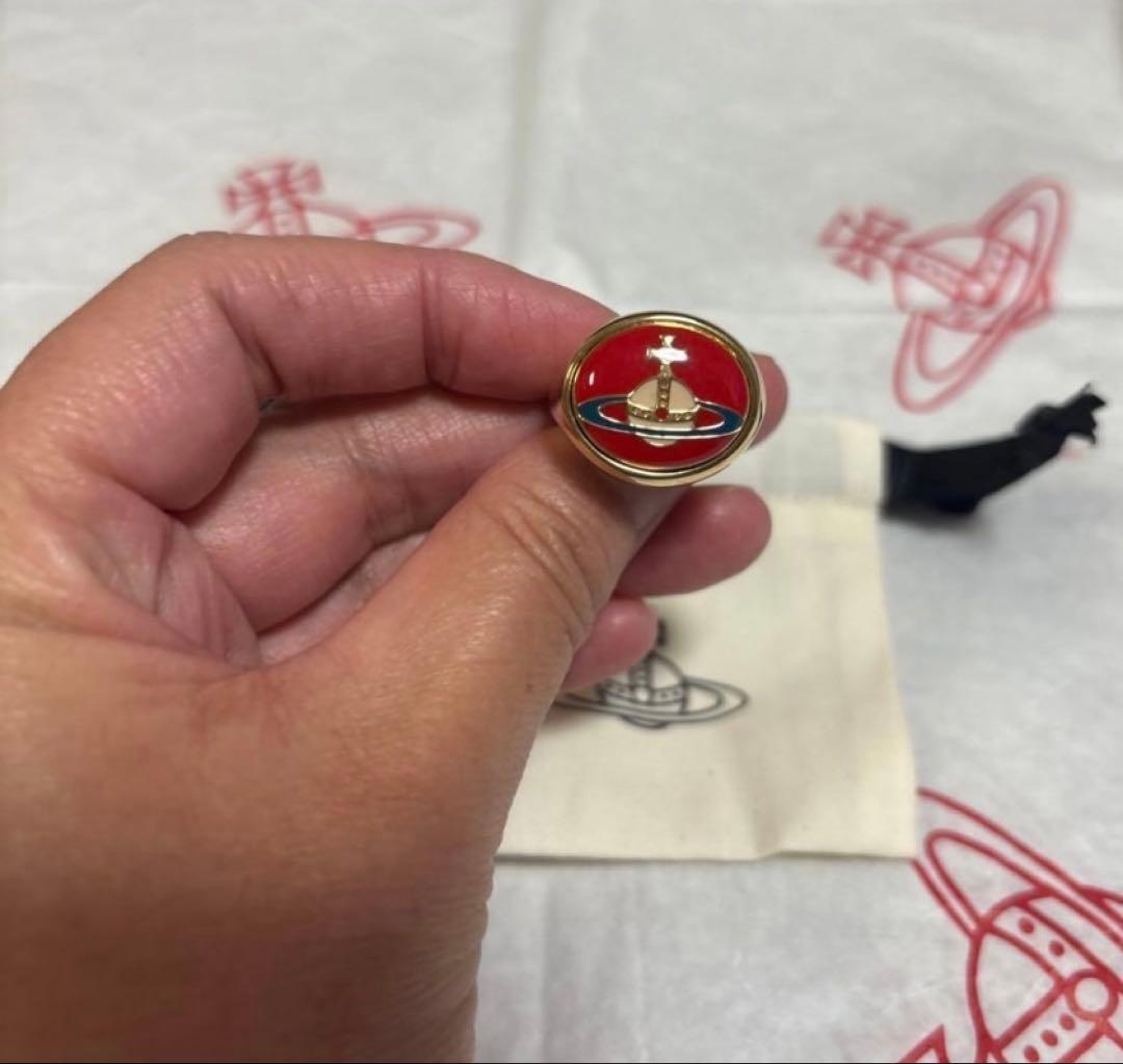 ヴィヴィアンウエストウッド　エナメルオーブボタンリング　レッドSサイズ新品未使用