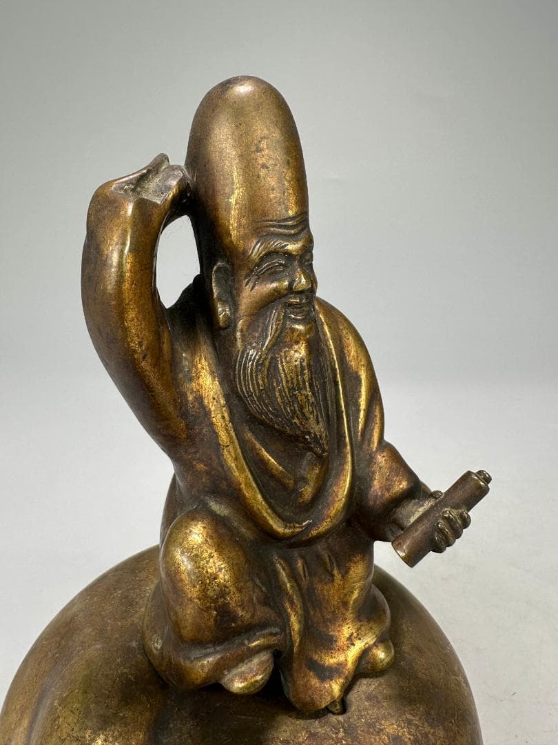 中国美術　清朝　銅製　寿星老人　銅香炉　香薫炉　文房置物　唐物　時代香炉　古物