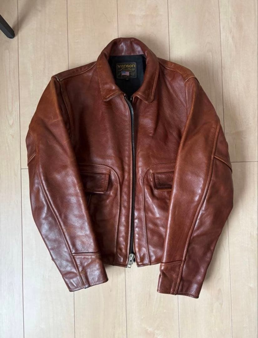vanson leathers ブラウン レザージャケット 36 usa製 - メルカリ