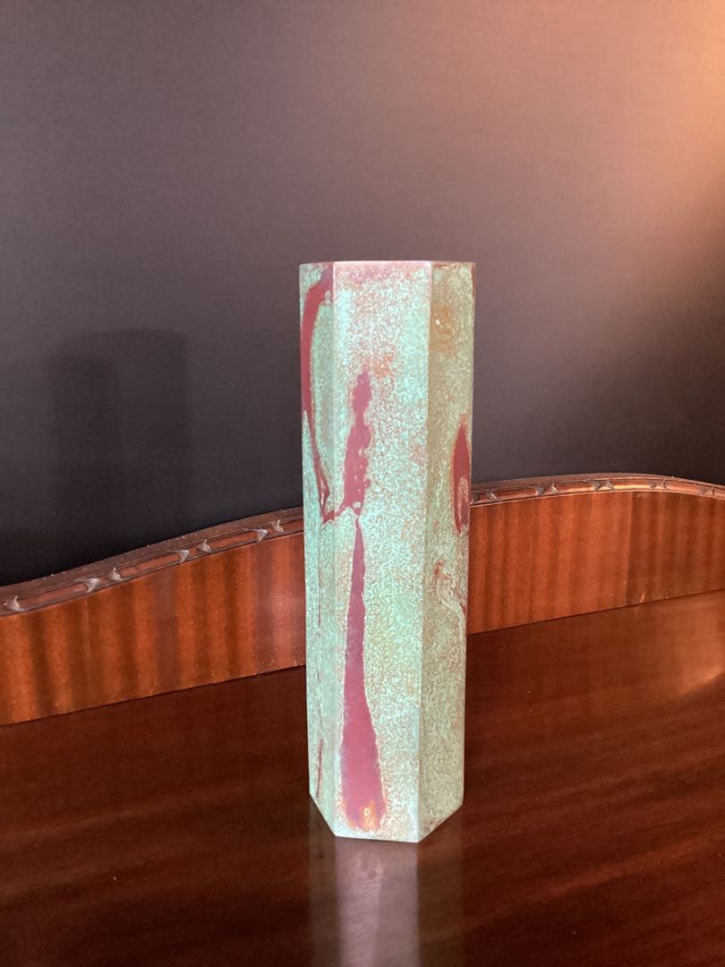 鋳銅 花入 瑞雲文本焼色 六角形 共箱付 一輪挿し - メルカリ